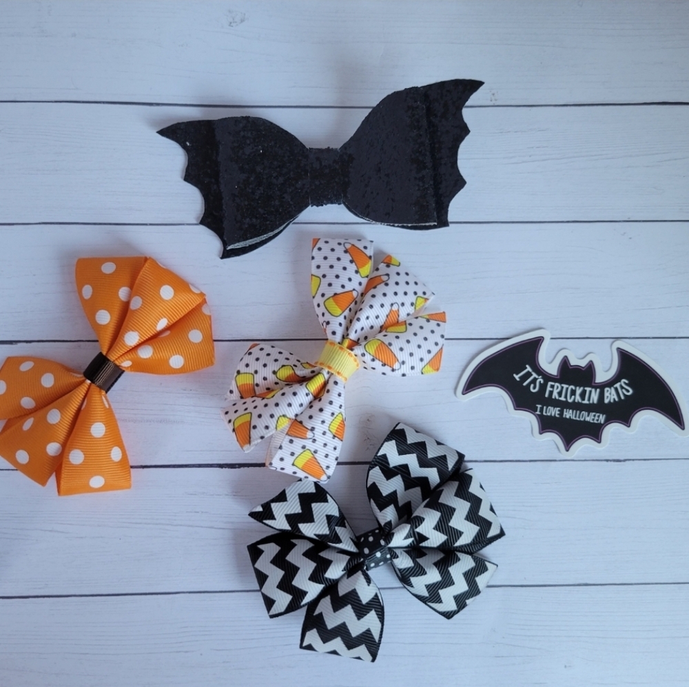 5 piece Halloween hair bow lot